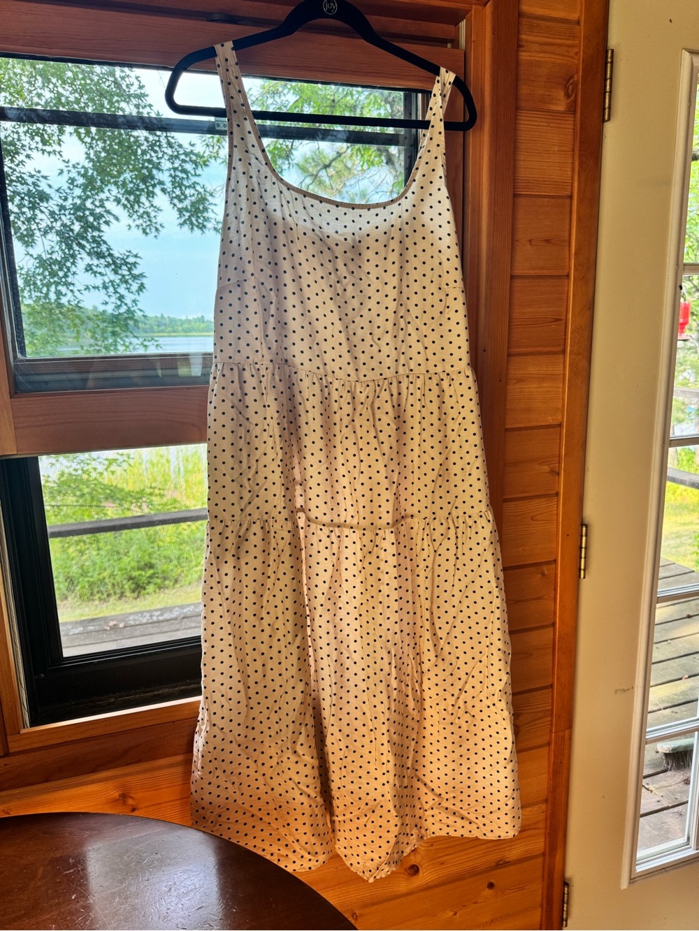 Ava & Viv White Maxi Sundress with Black Polka Dots